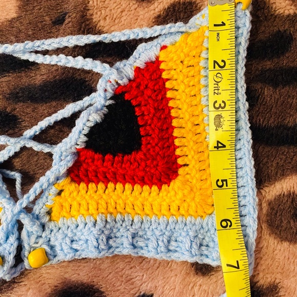 Crochet Laced Bead Bralette Blue Red Black Yellow - Picture 7 of 7